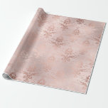 Roze Goud en Blush Damask Cadeaupapier<br><div class="desc">Roze goud en roze folie vintage damask inpakpapier..</div>