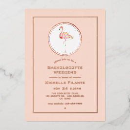 Roze Goud en Blush Flamingo Meidenavakantie Folie Uitnodiging