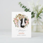 Roze Goud en Blush Geometrische Trouwfoto Briefkaart (Staand voorkant)