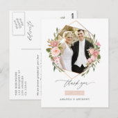 Roze Goud en Blush Geometrische Trouwfoto Briefkaart (Voorkant / Achterkant)