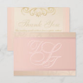 Roze Goud en Blush Monogram Bedankt Kaarten (Voorkant / Achterkant)