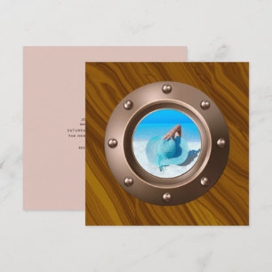 Roze Goud en Blush Nautilische Verjaardagsfeest Fo Kaart