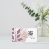 Roze Goud en Blush Roze Abstracte QR Code Visitekaartje (Staand voorkant)