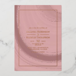 Roze Goud en Blush Roze Agaat Huwelijks Folie Uitn Uitnodiging