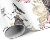 Roze Goud en Blush Roze Art Deco Cadeaupapier (Rol Hoek)