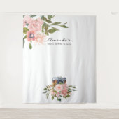 Roze Goud en Blush Roze Bruidsmeisjesfeest Fotohok Wandkleed (Voorkant)