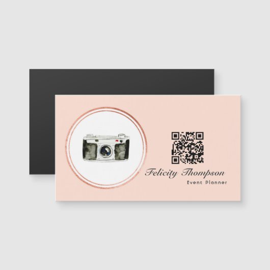 Roze Goud en Blush Roze Event Planner QR Code (Voorkant / Achterkant)