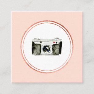 Roze Goud en Blush Roze Fotograaf Media Icoon Vierkante Visitekaartje