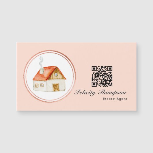 Roze Goud en Blush Roze Makelaar QR Code (Voorkant)