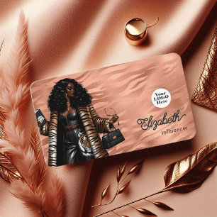 Roze Goud en Gouden Tijgerhuid Zwarte Vrouwelijke  Visitekaartje