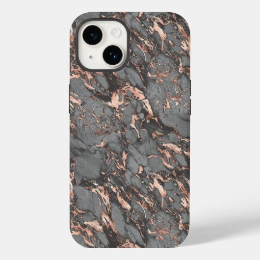Roze Goud en Grijs Case-Mate iPhone Case (Achterkant)