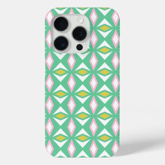 Roze Goud en Groene Diamanten Case-Mate iPhone Case (Achterkant)