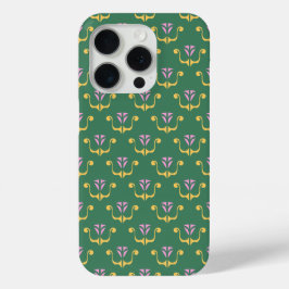 Roze Goud en Groene Kuif Zomerpret iPhone 15 Pro Case