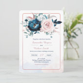 Roze Goud en Navy Blauwe Sjabloon Kaart (Staand voorkant)