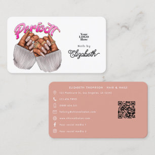 Roze Goud en Roze Afro-Amerikaanse Nagelstudio Visitekaartje