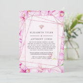Roze Goud en Roze Bloemige Geometrische Trouw Gast Aankondiging (Staand voorkant)