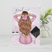 Roze Goud en Roze Ginger Meisjes Afstuderen Kaart (Staand voorkant)