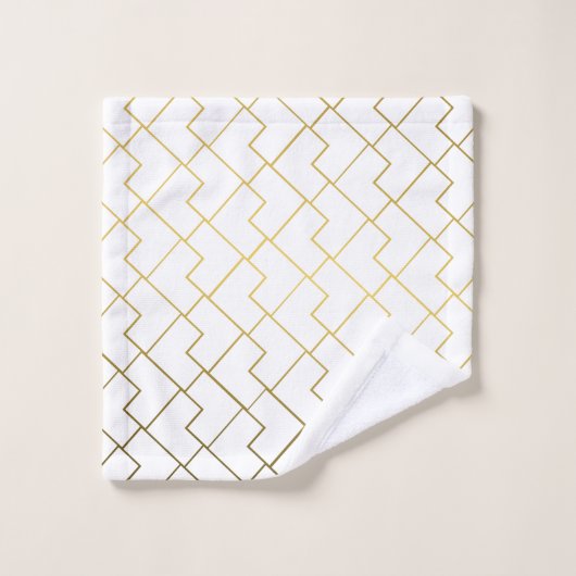 Roze goud en wit geometrisch patroon bad handdoek (Wasdoekje)