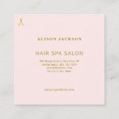 Roze goud en wit kapsalon glam haarstylist vierkante visitekaartje (Achterkant)