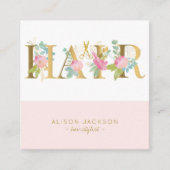 Roze goud en wit kapsalon glam haarstylist vierkante visitekaartje (Voorkant)