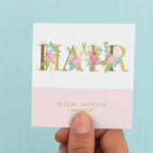 Roze goud en wit kapsalon glam haarstylist vierkante visitekaartje