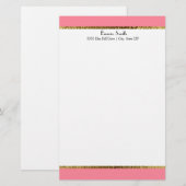 Roze Goud en Wit Persoonlijk Briefpapier (Voorkant / Achterkant)