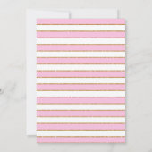 Roze goud en witte stripte Vrijgezellenfeest Kaart (Achterkant)