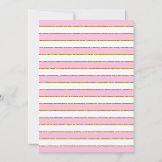 Roze goud en witte stripte Vrijgezellenfeest Kaart (Achterkant)