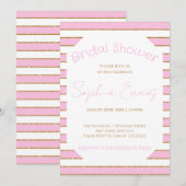 Roze goud en witte stripte Vrijgezellenfeest Kaart (Voorkant / Achterkant)