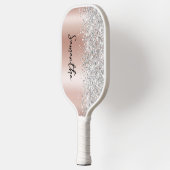 Roze Goud en Zilver Glitter Glam Script Naam Pickleball Paddle (Links)