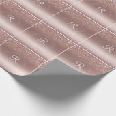Roze Goud en Zilver Glitter Monogram Cadeaupapier (Hoek)