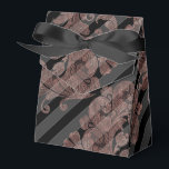 Roze Goud en Zwart Bedankdoosjes<br><div class="desc">Elegante cadeauverpakking met roze gouden damast en zwarte gestreepte patronen.</div>