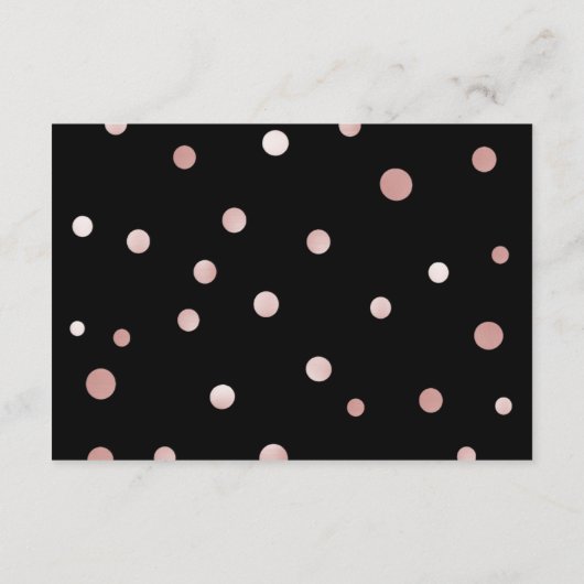 Roze goud en zwart bruiloftsreceptiekaartje informatiekaartje (Achterkant)