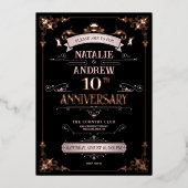 Roze Goud en Zwart Elegant Folie Uitnodiging (Voorkant)