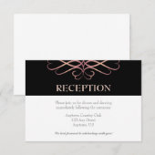 Roze Goud en Zwart, Elegante Bloemen Bruiloft Kaart (Voorkant / Achterkant)