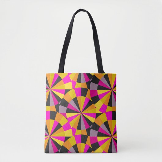 Roze Goud en Zwart Modern Retro Dartboard Patroon Tote Bag (Voorkant)