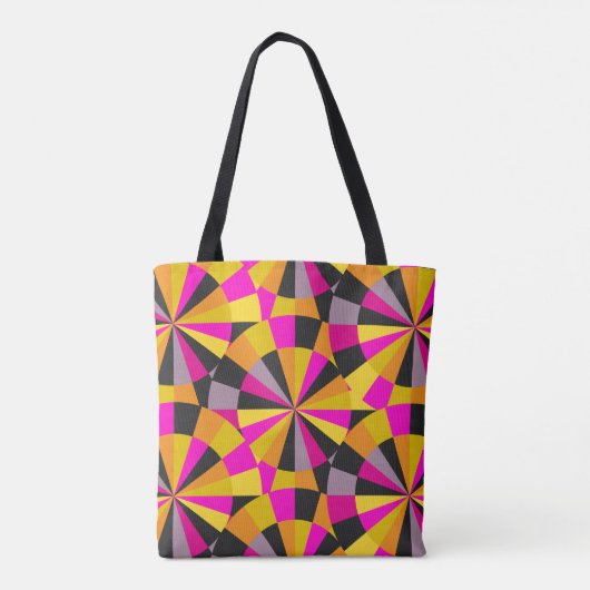 Roze Goud en Zwart Modern Retro Dartboard Patroon Tote Bag (Achterkant)