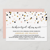 Roze, goud en zwarte confetti-stippen proefhuwelij kaart (Voorkant / Achterkant)