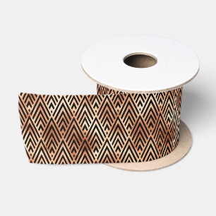 Roze Goud en Zwarte Diamant Art Deco Patroon Satijnen Lint