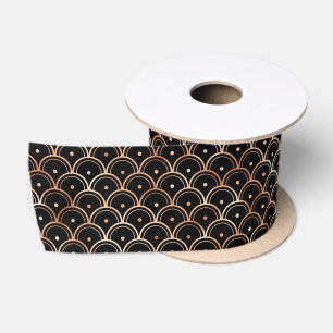 Roze Goud en Zwarte Diamant Art Deco Patroon Satijnen Lint