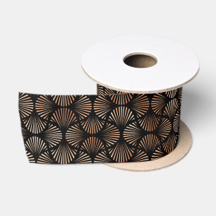Roze Goud en Zwarte Diamant Art Deco Patroon Satijnen Lint