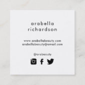 Roze goud en zwarte Floral | Icons voor sociale me Vierkante Visitekaartje (Achterkant)