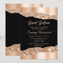 Roze Goud en Zwarte Glam Tranen Sweet Sixteen