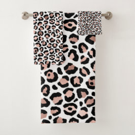 Roze Goud en Zwarte Luipaardprint  Bad Handdoek