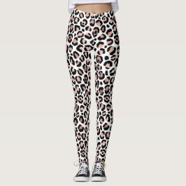 Roze Goud en Zwarte Luipaardprint Dierprint  Leggings
