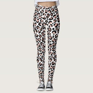 Roze Goud en Zwarte Luipaardprint Dierprint Leggings