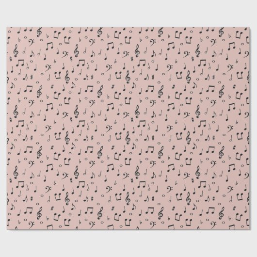 Roze goud en Zwarte Muziek Inpakpapier (Vlak)