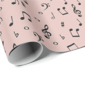 Roze goud en Zwarte Muziek Inpakpapier (Rol Hoek)