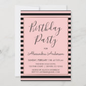 Roze Goud en Zwarte Streep Verjaardag voor elke Le Kaart (Voorkant)