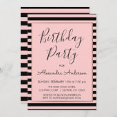 Roze Goud en Zwarte Streep Verjaardag voor elke Le Kaart (Voorkant / Achterkant)